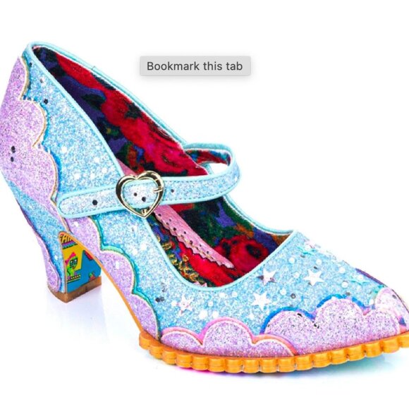 Irregular Choice 42 Shortie Bread Blue Purple Glitter Mary Jane Heels Wedding 10 - Picture 2 of 16